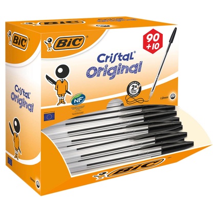 Artikelbild für 90 + 10 GRATIS: BIC Kugelschreiber Cristal® Original transparent, Schreibfarbe: schwarz, 90 St. + GRATIS 10 St., Artikelnummer 287560