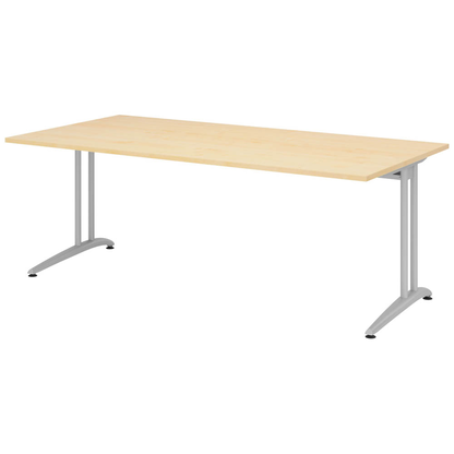 Artikelbild für HAMMERBACHER Altus Schreibtisch ahorn rechteckig, C-Fuß-Gestell silber 200,0 x 100,0 cm, Artikelnummer 629651