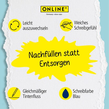 Artikelbild 3 für ONLINE® Tintenpatronen für Füller magiXX blau, 3x 3 St., Artikelnummer 709236