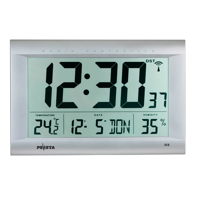 Artikelbild für PEWETA digitale Funkwanduhr DCF77 silber Kunststoff 41,0 x 27,0 cm, Artikelnummer 140835