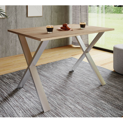 Artikelbild 4 für VCM my home Esstisch Xona sonoma-eiche rechteckig, U-Fuß silber, 80,0 x 50,0 x 76,0 cm, Artikelnummer 526147