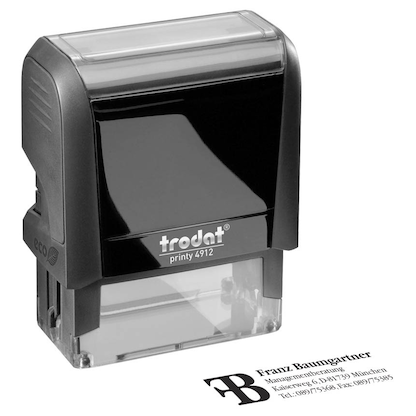 Artikelbild für trodat Textstempel, individualisierbar printy 4912 selbstfärbend schwarz mit Logo, 1 St. - Nachträglich per Gutschein personalisieren, Artikelnummer 566489