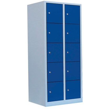 Artikelbild für LÜLLMANN Schließfachschrank lichtgrau, enzianblau 523521, 10 Schließfächer 80,0 x 50,0 x 180,0 cm, Artikelnummer 831394