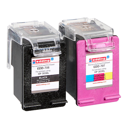 Artikelbild 4 für edding EDD-708 schwarz, color Druckerpatronen kompatibel zu HP 303XL (T6N04AE/T6N03AE), 2er-Set, Artikelnummer 592039