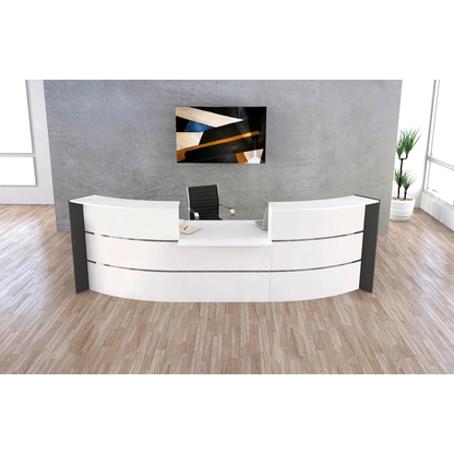 Artikelbild 5 für Kerkmann Empfangstheke BARI gebogen, weiß, anthrazit 357,5 x 122,5 x 112,0 cm, Artikelnummer 690444
