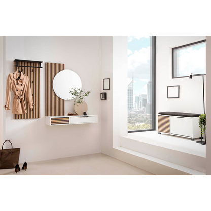 Artikelbild 7 für MÖBELPARTNER Loft Konsolentisch rechteckig Holzwerkstoff weiß, Akustikoptik 103,7 x 32,1 x 16,4 cm, 1 St., Artikelnummer 255156