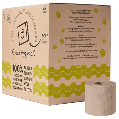 Artikelbild für Green Hygiene® Toilettenpapier ROLF 2-lagig Recyclingpapier, 48 Rollen, Artikelnummer 588428