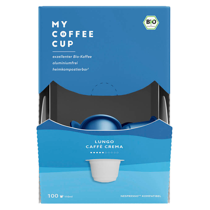 Artikelbild 2 für MY COFFEE CUP LUNGO CREMA Bio-Kaffeekapseln, Arabica- und Robustabohnen 100 Stück, Artikelnummer 672248