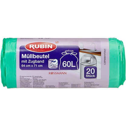 Artikelbild 3 für RUBIN Müllbeutel 60,0 l grün, 20 St., Artikelnummer 213112