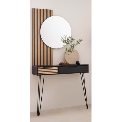 Artikelbild 7 für MÖBELPARTNER Hank Konsolentisch rechteckig Holzwerkstoff eiche, schwarz 103,7 x 32,1 x 88,4 cm, 1 St., Artikelnummer 255228