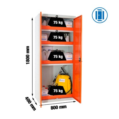 Artikelbild 2 für Simonrack Umweltschrank SIMONLOCKER 8425437143243 lichtgrau, orange 4 Fachböden 80,0 x 40,0 x 180,0 cm, zerlegt, 1 St., Artikelnummer 357826