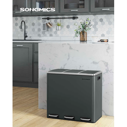 Artikelbild 7 für SONGMICS Mülltrenner 3x 18,0 l grüngrau, 1 St., Artikelnummer 760296