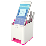 Artikelbild 1 für LEITZ Stiftehalter WOW Duo Colour perlweiß/pink Polystyrol 2 Fächer 9,0 x 10,1 x 10,0 cm, Artikelnummer 313573