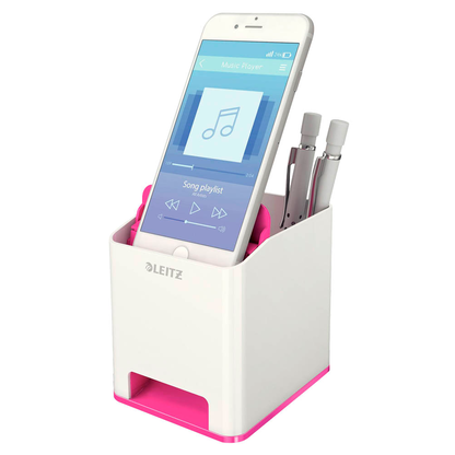 Artikelbild für LEITZ Stiftehalter WOW Duo Colour perlweiß/pink Polystyrol 2 Fächer 9,0 x 10,1 x 10,0 cm, Artikelnummer 313573