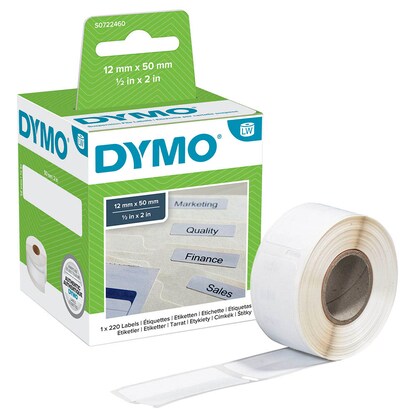 Artikelbild für DYMO Etikettenrolle für Etikettendrucker S0722460 weiß, 12,0 x 50,0 mm, 1 x 220 Etiketten, Artikelnummer 316489