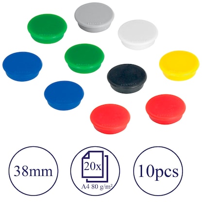 Artikelbild 2 für FRANKEN Magnet farbsortiert, Kunststoff Ø 3,8 cm, 10 St., Artikelnummer 670739