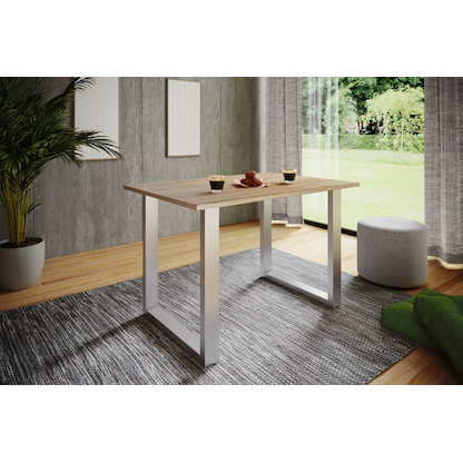 Artikelbild 3 für VCM my home Esstisch Xona sonoma-eiche rechteckig, U-Fuß silber, 80,0 x 50,0 x 76,0 cm, Artikelnummer 390437