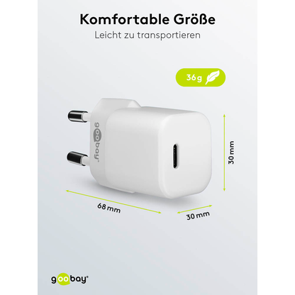 Artikelbild 2 für goobay Ladekabel mit Adapter weiß, Kabellänge: 1,0 m, 20 Watt, Artikelnummer 788577