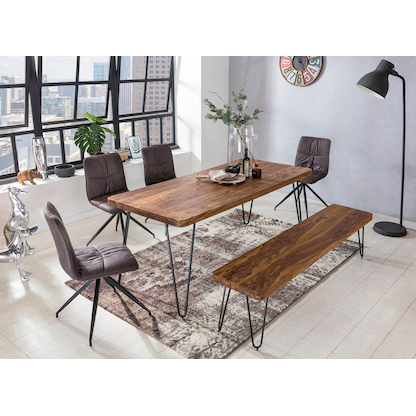 Artikelbild 4 für WOHNLING Esstisch sheesham rechteckig, Haarnadelbeine schwarz, 200,0 x 80,0 x 76,0 cm, Artikelnummer 904942