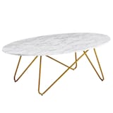 Artikelbild 1 für WOHNLING Couchtisch oval MDF-Platte weiß, marmor 120,0 x 60,0 x 40,0 cm, 1 St., Artikelnummer 908313