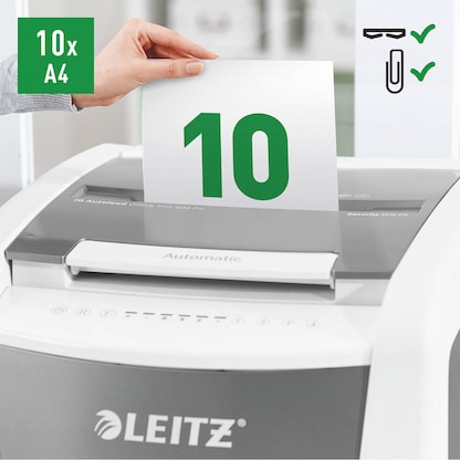 Artikelbild 7 für LEITZ IQ Autofeed Office Pro 600 Aktenvernichter mit Partikelschnitt P-5, 2 x 15 mm, bis 600 Blatt, weiß, Artikelnummer 429813