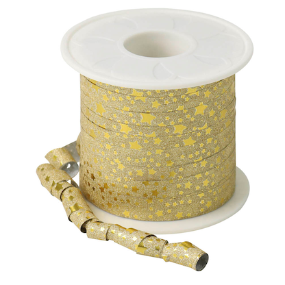 Artikelbild für PRÄSENT Geschenkband Glitter Star mattglänzend gold 10,0 mm x 100,0 m, Artikelnummer 934846