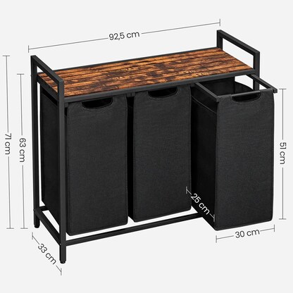 Artikelbild 3 für VASAGLE Wäschesortierer braun, schwarz, 1 St., Artikelnummer 438618