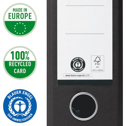 Artikelbild 6 für VON LEITZ Ordner schwarz mamoriert Karton 8,0 cm DIN A4, 1 St., Artikelnummer 635609