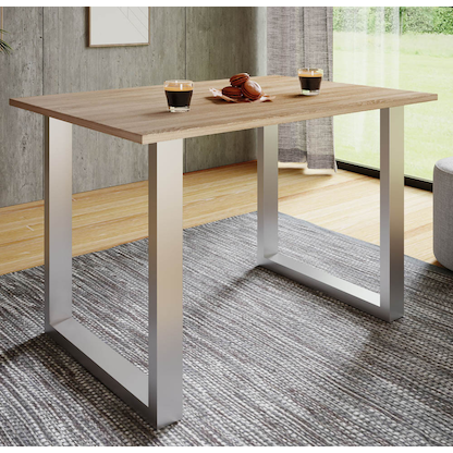 Artikelbild 4 für VCM my home Esstisch Xona sonoma-eiche rechteckig, U-Fuß silber, 80,0 x 50,0 x 76,0 cm, Artikelnummer 390437