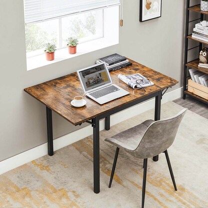 Artikelbild 7 für VASAGLE Esstisch braun rechteckig, 4-Fuß-Gestell schwarz, 76,0 / 98,0 / 120,0 x 78,0 x 75,0 cm, Artikelnummer 289631