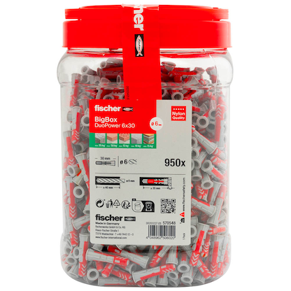 Artikelbild 2 für fischer BigBox - DuoPower 6x30 570548 Universaldübel Ø 6 mm x 30 mm, 950 St., Artikelnummer 480687