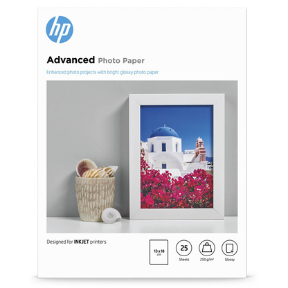 Artikelbild für HP Fotopapier Q8696A 13,0 x 18,0 cm glänzend 250 g/qm 25 Blatt, Artikelnummer 556023