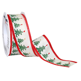 Artikelbild 1 für PRÄSENT Geschenkband Christmas Tree matt weiß/grün/rot 40,0 mm x 20,0 m, Artikelnummer 934861