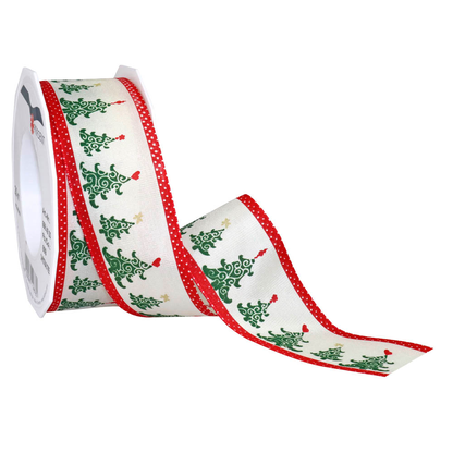 Artikelbild für PRÄSENT Geschenkband Christmas Tree matt weiß/grün/rot 40,0 mm x 20,0 m, Artikelnummer 934861