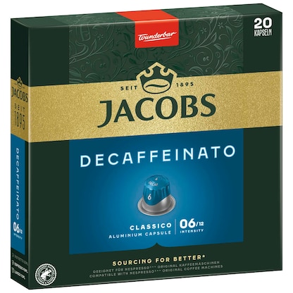 Artikelbild 2 für JACOBS DECAFFEINATO Kaffeekapseln, Arabica- und Robustabohnen mild, 20 Stück, Artikelnummer 393237