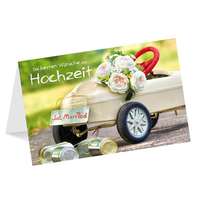 Artikelbild für LUMA Glückwunschkarte Hochzeit Auto mit Dosen LU1820 DIN B6, 1 St., Artikelnummer 798383