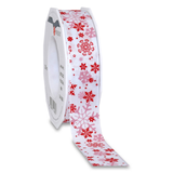 Artikelbild 1 für PRÄSENT Geschenkband Cavalese seidenmatt weiß/rot 25,0 mm x 20,0 m, Artikelnummer 936082