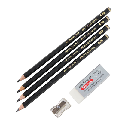 Artikelbild 6 für FABER-CASTELL Pitt Graphite Bleistift-Set 2B schwarz, 1 Set, Artikelnummer 277859