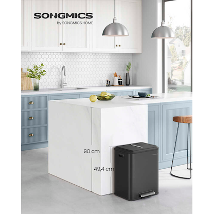 Artikelbild 7 für SONGMICS Mülleimer 2x 15,0 l schwarz, 1 St., Artikelnummer 760548