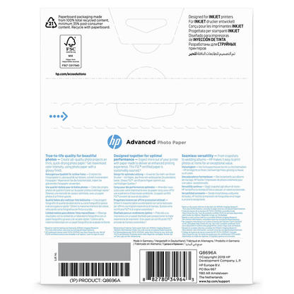Artikelbild 3 für HP Fotopapier Q8696A 13,0 x 18,0 cm glänzend 250 g/qm 25 Blatt, Artikelnummer 556023
