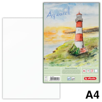 Artikelbild für herlitz Aquarellblock DIN A4 150 g/qm, 20 Blatt, 1 Block, Artikelnummer 421997