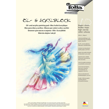 Artikelbild für folia Zeichenblock für Öl- und Acrylfarben DIN A3 290 g/qm, 10 Blatt, 10 Blatt, Artikelnummer 479192