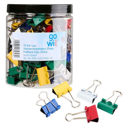 Artikelbild für Gowi Foldbackklammern farbsortiert 2,5 cm, 70 St., Artikelnummer 721437