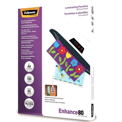 Artikelbild 6 für Fellowes Enhance80 Laminierfolien glänzend für A4 80 micron selbstklebender Rücken, 100 St., Artikelnummer 210880