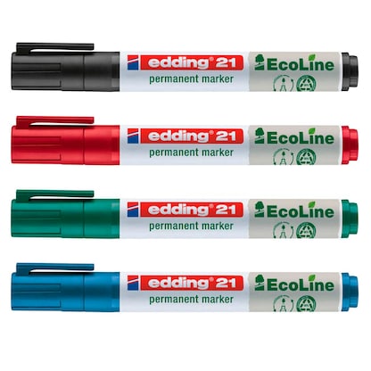 Artikelbild für edding 21 EcoLine Permanentmarker farbsortiert 1,5 - 3,0 mm, 4 St., Artikelnummer 284968