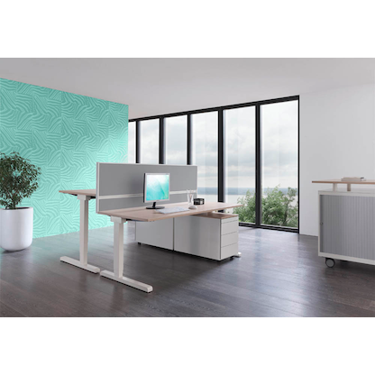 Artikelbild 4 für mauser varitos.c elektrisch höhenverstellbarer Schreibtisch ahorn, weiß rechteckig, C-Fuß-Gestell weiß 200,0 x 80,0 cm, Artikelnummer 272892