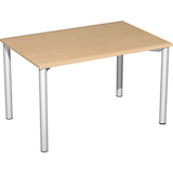 Artikelbild 1 für geramöbel Flex Schreibtisch buche, silber rechteckig, 4-Fuß-Gestell silber 120,0 x 80,0 cm, Artikelnummer 880474
