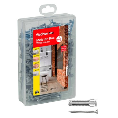 Artikelbild für fischer Meister-Box Wohnraum 513777 Dübel- und Schrauben-Sortiment, 160-teilig, Artikelnummer 479578