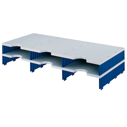 Artikelbild 2 für styro Sortierstation Styrodoc grau/blau mit 6 Fächern, Artikelnummer 435875