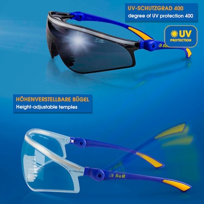Artikelbild 4 für S&R Schutzbrillen-Set blau, gelb, 1 Set, Artikelnummer 390528